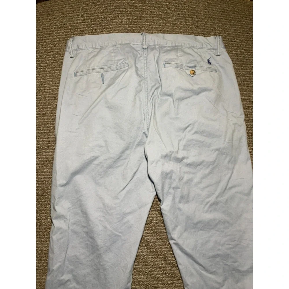 Polo Ralph Lauren Mens Classic Fit Flat Front Chino Blue Pants 34x32 Cotton